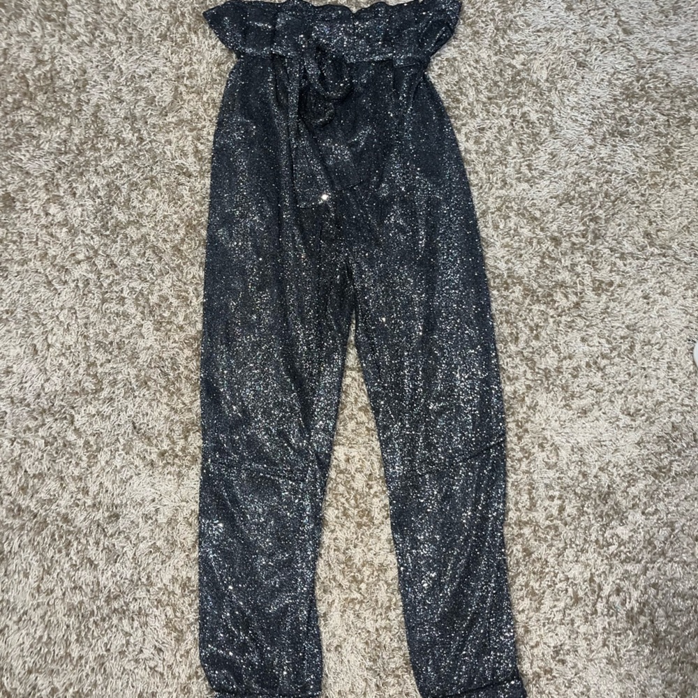 AKIRA womens gray shimmer paper bag pants